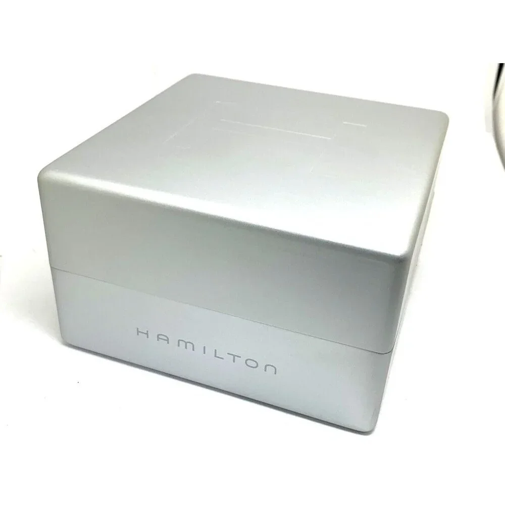 Hamilton Watch Presentation Silver Tin Metal Box Display Empty With Outer Box
